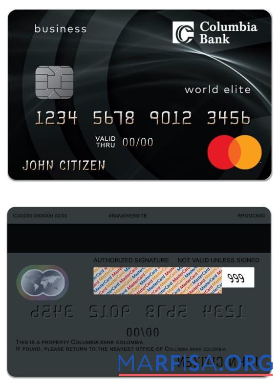 Downloadable USA Columbia Bank Mastercard Business Platinum real example